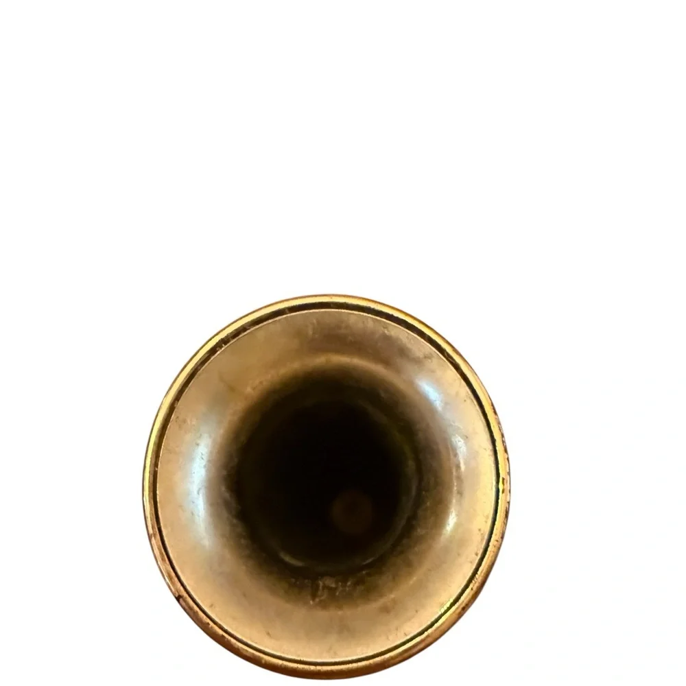 Vintage Brass/Copper Embossed Trumpet Vase – 7” Floral Design